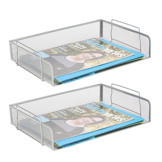 Mind Reader Stackable Metal Mesh Tray & Desk Document Organizer Set